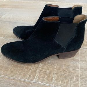 Lucky Brand Black Suede Ankle Booties Women's 6.5